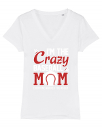 BASEBALL MOM Tricou mânecă scurtă guler V Damă Evoker