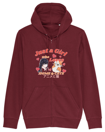 Just A Girl Who Loves Anime And Cats Burgundy