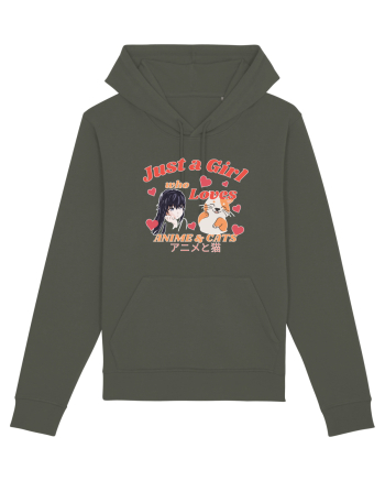 Just A Girl Who Loves Anime And Cats Khaki