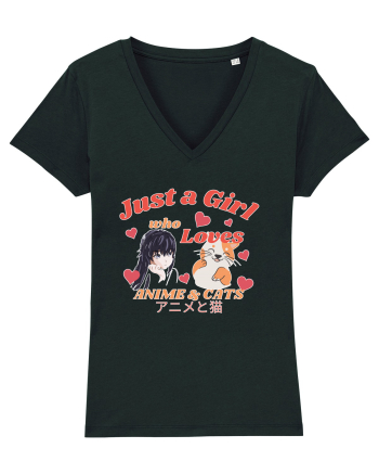 Just A Girl Who Loves Anime And Cats Black
