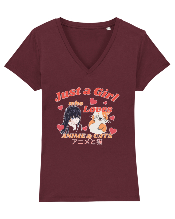 Just A Girl Who Loves Anime And Cats Burgundy