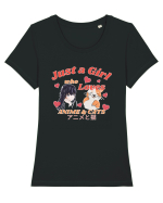 Just A Girl Who Loves Anime And Cats Tricou mânecă scurtă guler larg fitted Damă Expresser