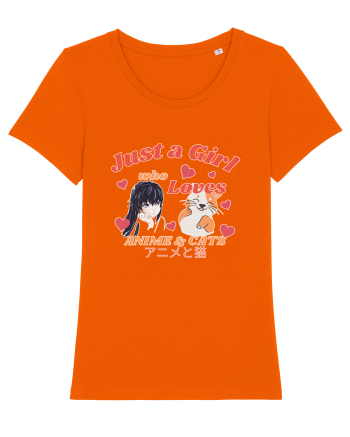 Just A Girl Who Loves Anime And Cats Bright Orange