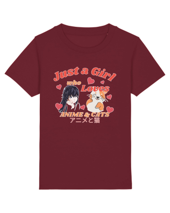 Just A Girl Who Loves Anime And Cats Burgundy
