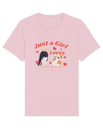 Just A Girl Who Loves Anime And Cats Cotton Pink