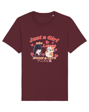 Just A Girl Who Loves Anime And Cats Burgundy