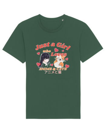 Just A Girl Who Loves Anime And Cats Bottle Green