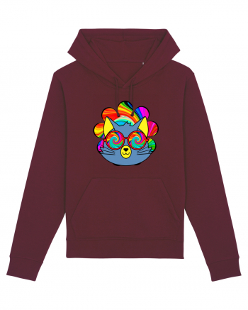 Psychedelic Cat Burgundy