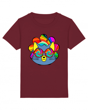 Psychedelic Cat Burgundy