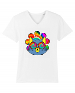 Psychedelic Cat Tricou mânecă scurtă guler V Bărbat Presenter