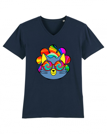 Psychedelic Cat French Navy