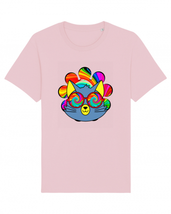 Psychedelic Cat Cotton Pink