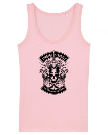 Skull Heart Knife Black Cotton Pink