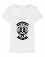 Skull Heart Knife Black Tricou mânecă scurtă guler V Damă Evoker