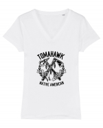 Tomahawk Native American Black Tricou mânecă scurtă guler V Damă Evoker