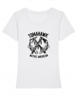 Tomahawk Native American Black Tricou mânecă scurtă guler larg fitted Damă Expresser