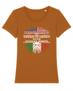 AMERICAN ITALIAN Tricou mânecă scurtă guler larg fitted Damă Expresser