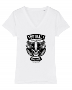 American Football Skull Black Tricou mânecă scurtă guler V Damă Evoker