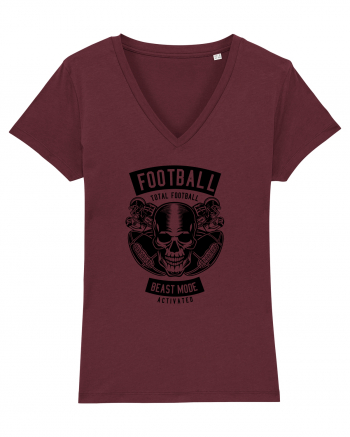 American Football Skull Black Burgundy