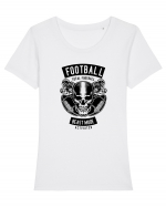American Football Skull Black Tricou mânecă scurtă guler larg fitted Damă Expresser