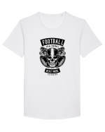 American Football Skull Black Tricou mânecă scurtă guler larg Bărbat Skater