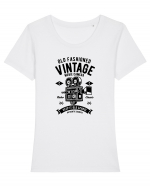 Vintage Movie Camera Black Tricou mânecă scurtă guler larg fitted Damă Expresser