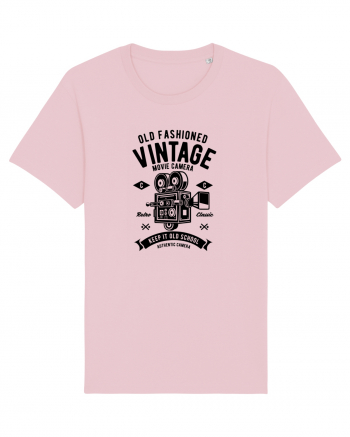 Vintage Movie Camera Black Cotton Pink