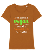 VEGAN Tricou mânecă scurtă guler larg fitted Damă Expresser