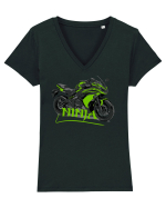 Motorcycles are always fun Tricou mânecă scurtă guler V Damă Evoker