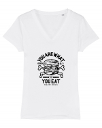 Burger Bones Black Tricou mânecă scurtă guler V Damă Evoker