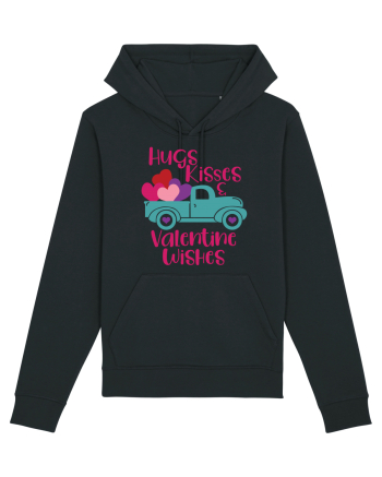 Hugs Kisses and Valentine Wishes Black