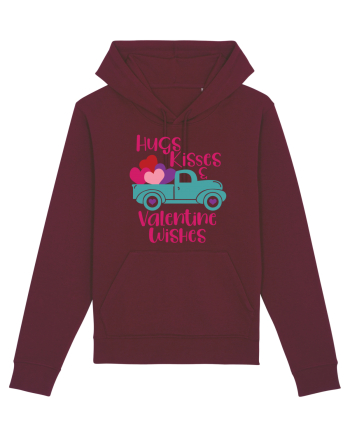 Hugs Kisses and Valentine Wishes Burgundy