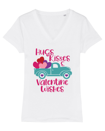 Hugs Kisses and Valentine Wishes White