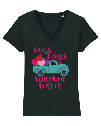 Hugs Kisses and Valentine Wishes Black