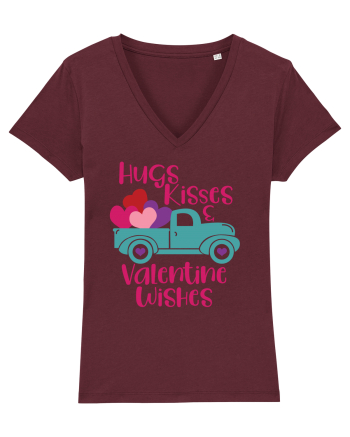 Hugs Kisses and Valentine Wishes Burgundy