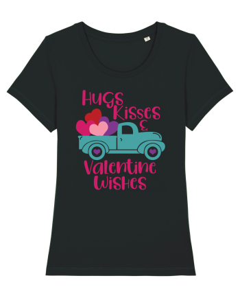 Hugs Kisses and Valentine Wishes Black