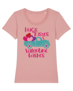 Hugs Kisses and Valentine Wishes Tricou mânecă scurtă guler larg fitted Damă Expresser