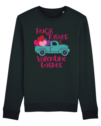 Hugs Kisses and Valentine Wishes Black