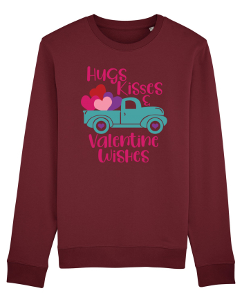 Hugs Kisses and Valentine Wishes Burgundy