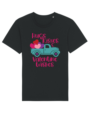 Hugs Kisses and Valentine Wishes Black
