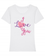 I Love You Tricou mânecă scurtă guler larg fitted Damă Expresser