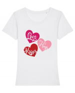 Love Hugs Kisses Tricou mânecă scurtă guler larg fitted Damă Expresser