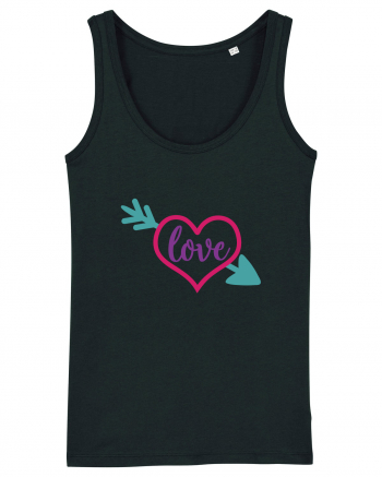 Love in heart with arrow Black