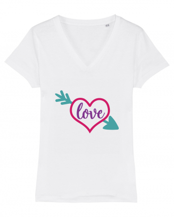 Love in heart with arrow White