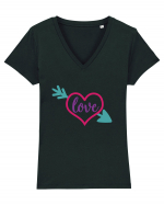 Love in heart with arrow Tricou mânecă scurtă guler V Damă Evoker