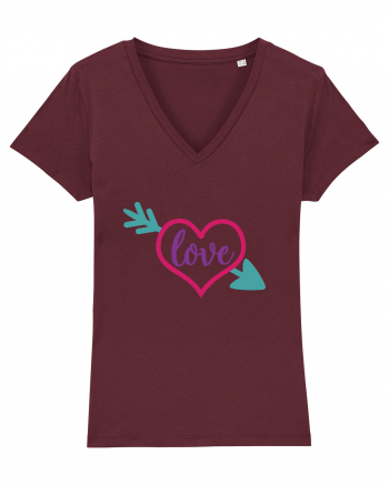 Love in heart with arrow Burgundy