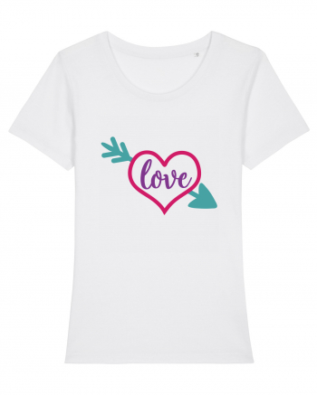 Love in heart with arrow White