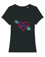 Love in heart with arrow Tricou mânecă scurtă guler larg fitted Damă Expresser