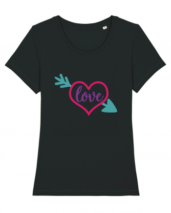 Love in heart with arrow Black