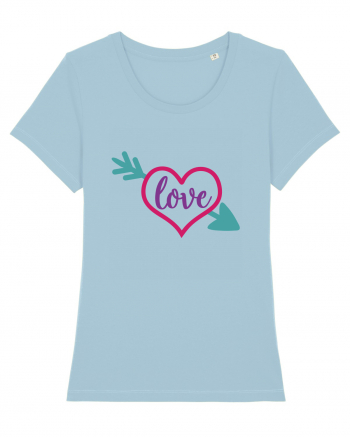 Love in heart with arrow Sky Blue